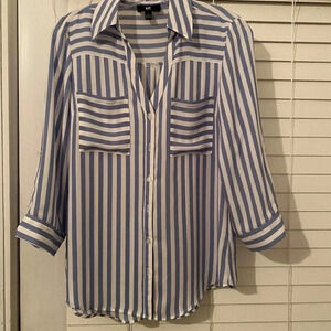 iZ Byer Women’s Stripe Button-Up Shirt Size S